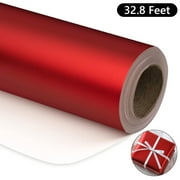 Tripumer Metallic Wrapping Paper Solid Color Packaging Paper 17 inch X 32.8 Ft Matte Wrapping Paper Gift Wrapping Paper for Wedding Birthday Christmas Red